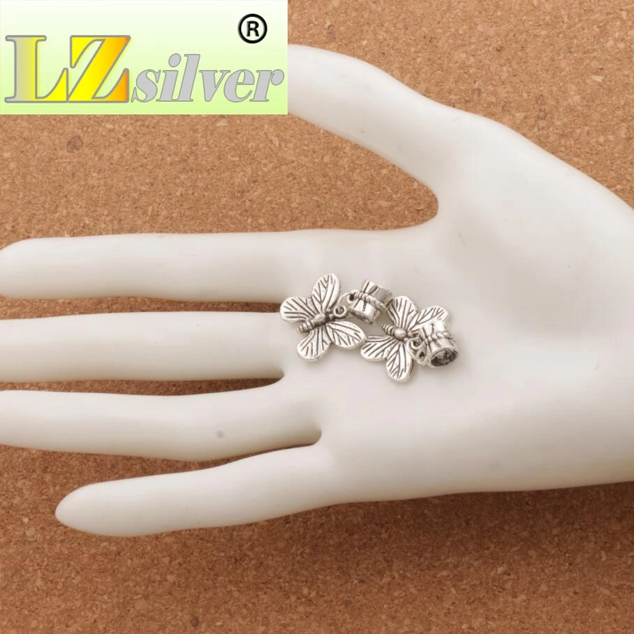 Monarch Butterfly Big Hole Beads 17.6x24mm 100pcs zinc alloy Dangle Fit European Bracelets Jewelry DIY B1120