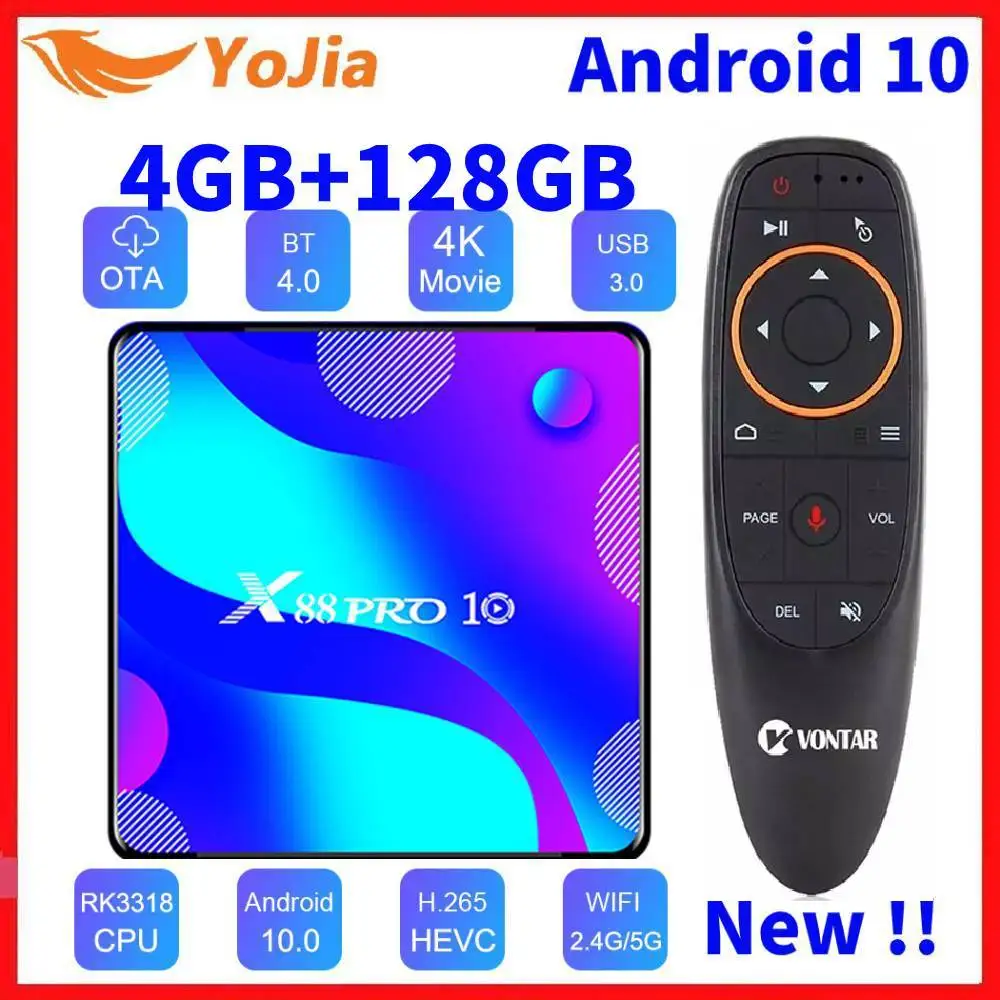 Android 10.0 Smart TV Box Android 10 MAX 4GB RAM 128GB ROM RK3318 BT4.0 TVBOX 5.8G Dual Wifi Media Player Youtube 4K Set Top Box