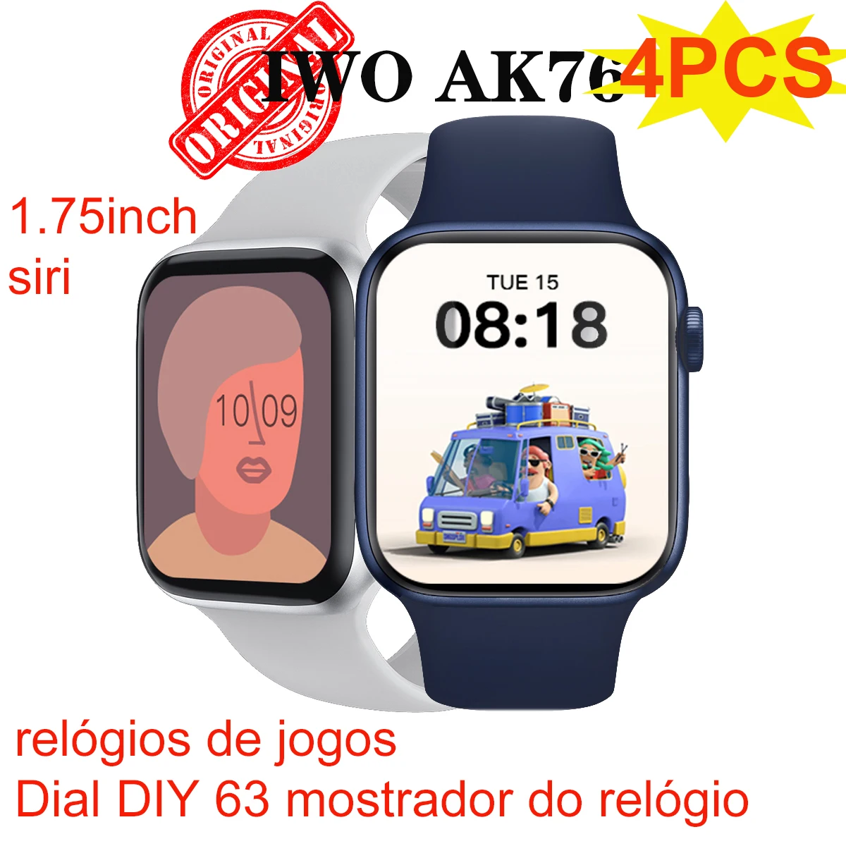 4PCS  IWO AK76 Smart Watch Women Men Games watch