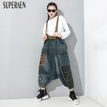 SuperAen, Европа, весенние новые джинсы для женщин, повседневные, модные, с принтом, джинсы для женщин, Pluz Размер, женские штаны-шаровары