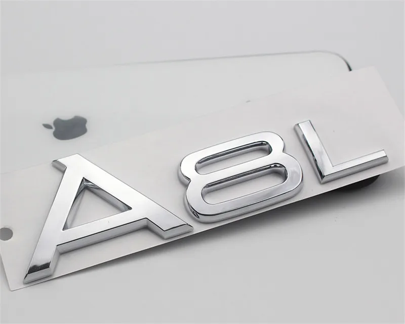 Поддерживает хранение 20 наклеиваемого покрытия для автостайлинга из ABS Пластик серебро A3 A4 A5 A6 A7 A4L A6L A8L Q3 Q5 Q7 Эмблема для багажника знак боковой Логотипы автомобилей наклейки для тела - Цвет: A8L