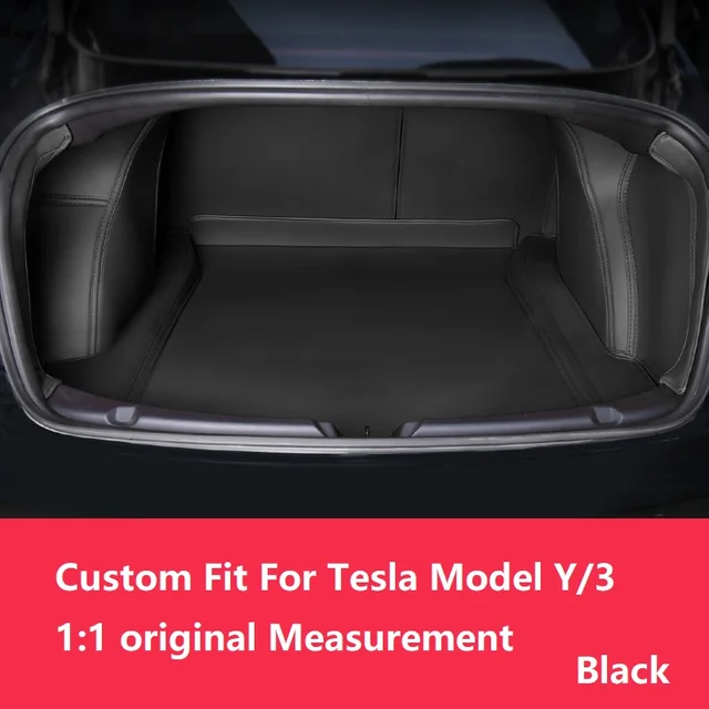 Tapis de coffre personnalisé pour Tesla Model 3 Y, accessoires dintérieur de voiture, en cuir Durable, blanc -2