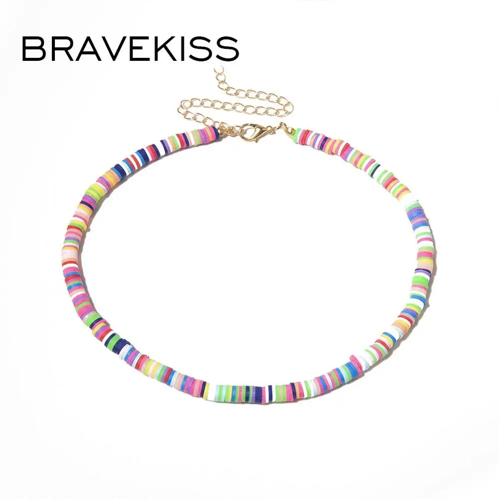BRAVEKISS, многоцветные, персонализированные, Recatangle, дружба, веселая цепочка, Vsco, чокер для женщин, ожерелья, модное ювелирное изделие, mujer PN0700