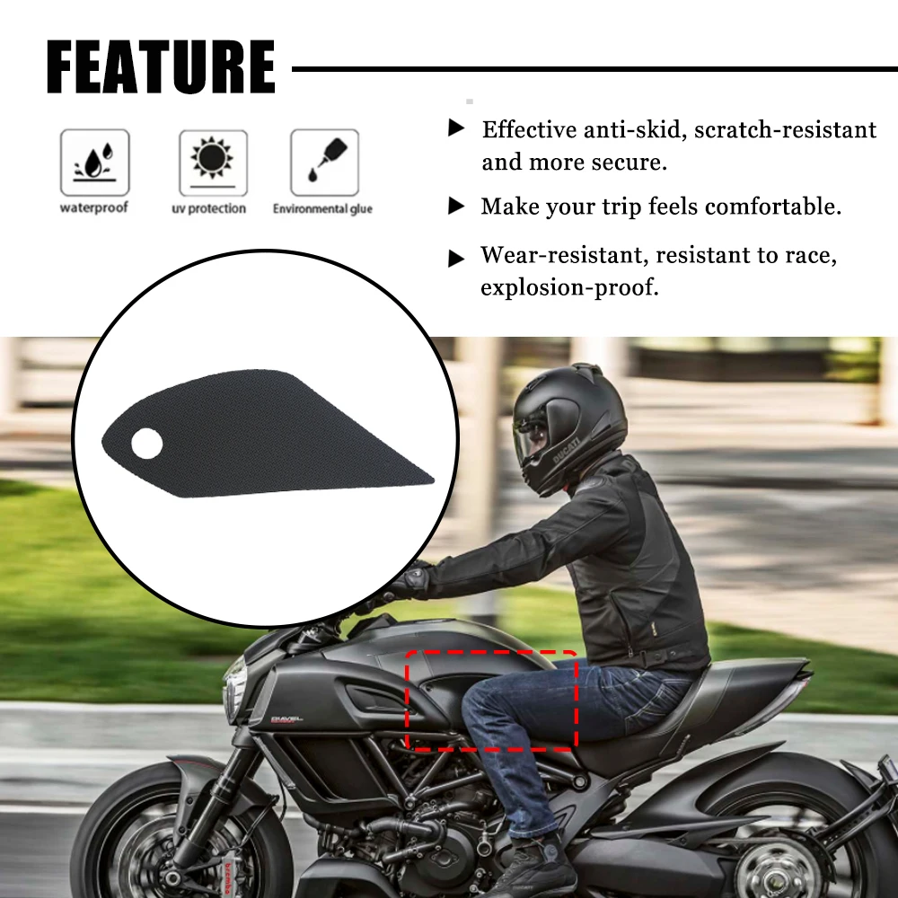 Motorcycle Anti Slip Tank Traction Pad Fuel Grip Side Decal