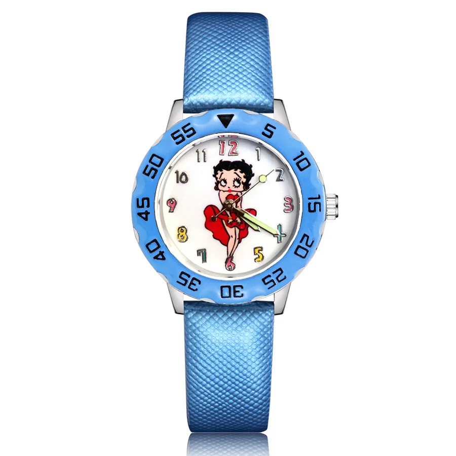Sky Blue Модные Мультяшные милые детские часы в стиле Бетти, детские Студенческие Кварцевые наручные часы для мальчиков и девочек Clcok JM85 - Цвет: Sky Blue