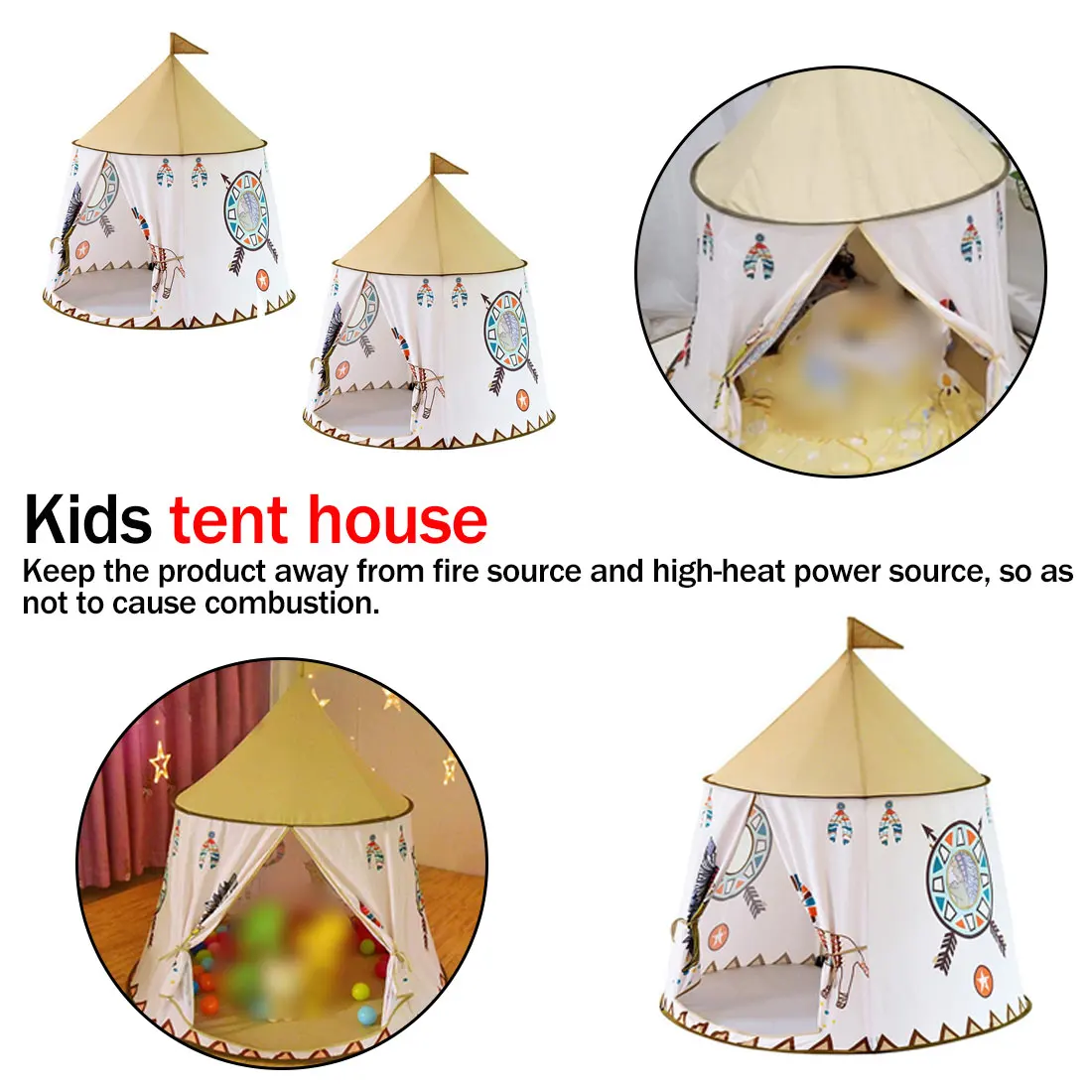 Детская палатка, домик, портативный Замок принцессы, 116X123 см, подарок, висящий флаг, Детская Вигвама, палатка, игровая палатка, подарок на день рождения, Рождество
