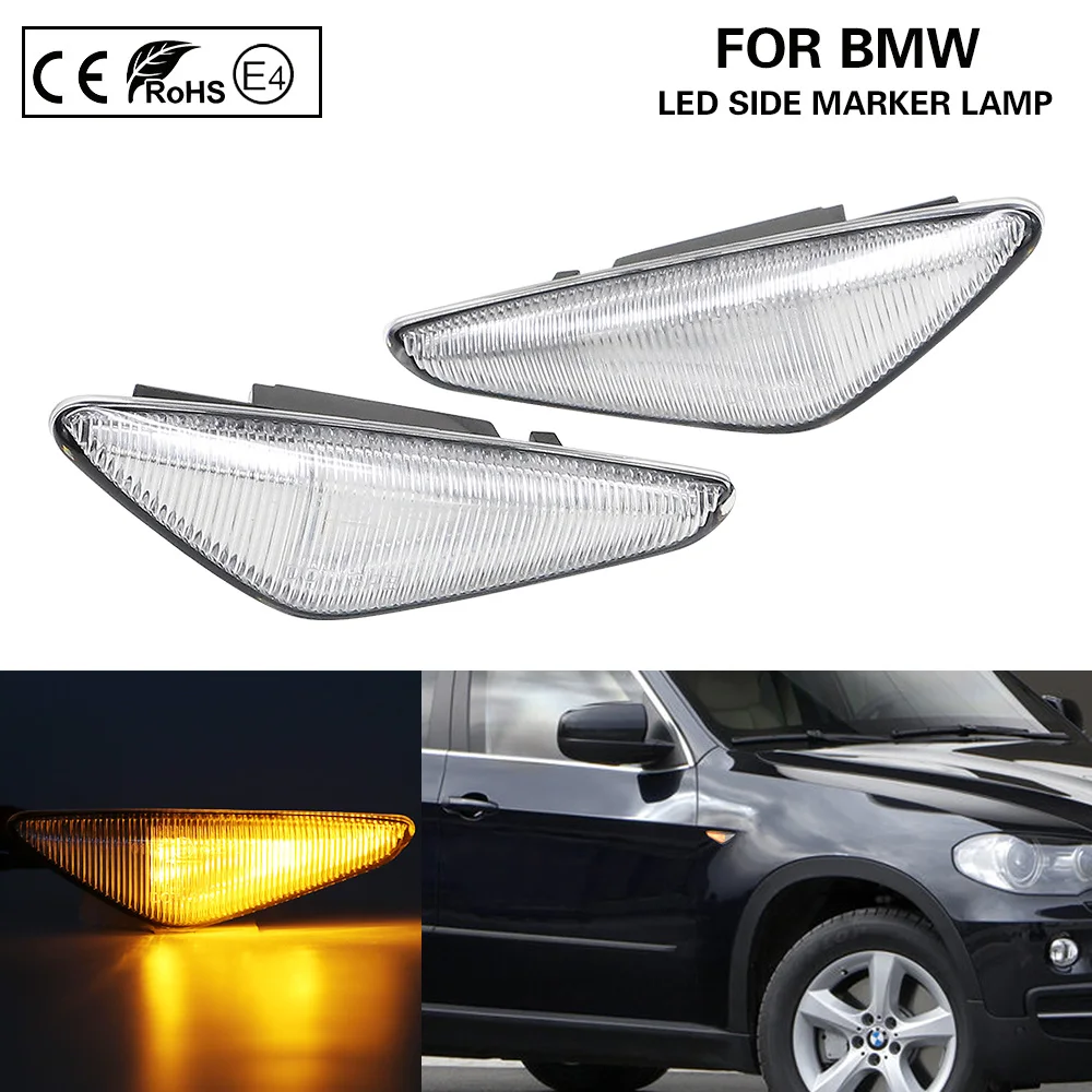 

Pair OEM Clear LED side marker lamp light For BMW E70 X5 E71 X5 E72 X6 E25 X3