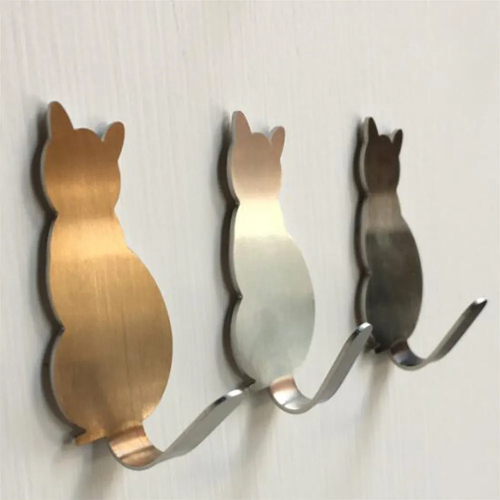 

Self Adhesive Hook 2 PCS Cat Tail Wall Hooks Stainless Steel Waterproof Towel Wall Hanger for Kitchen Bathroom Office