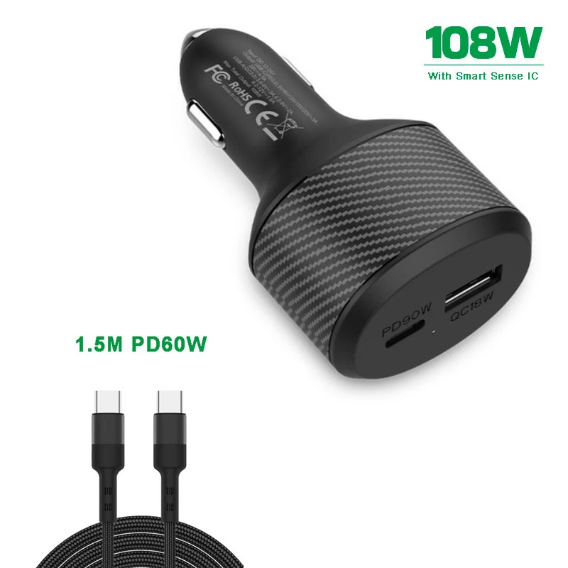 car lighter usb 108W USB PD QC3.0 Car Fast Charging Adapter For MacBook Air iPhone 13 Pro Max 12 SAMSUNG XIAOMI Dell HP Nintendo Switch Laptop samsung usb c car charger Car Chargers