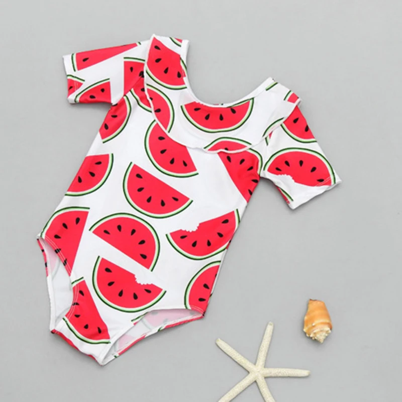 Kids Girl Swimsuit One-Piece Children Swimwear Watermelon Little Girl 2020 Summer Swimming Suit Ruffle Child Girl sea Clothes