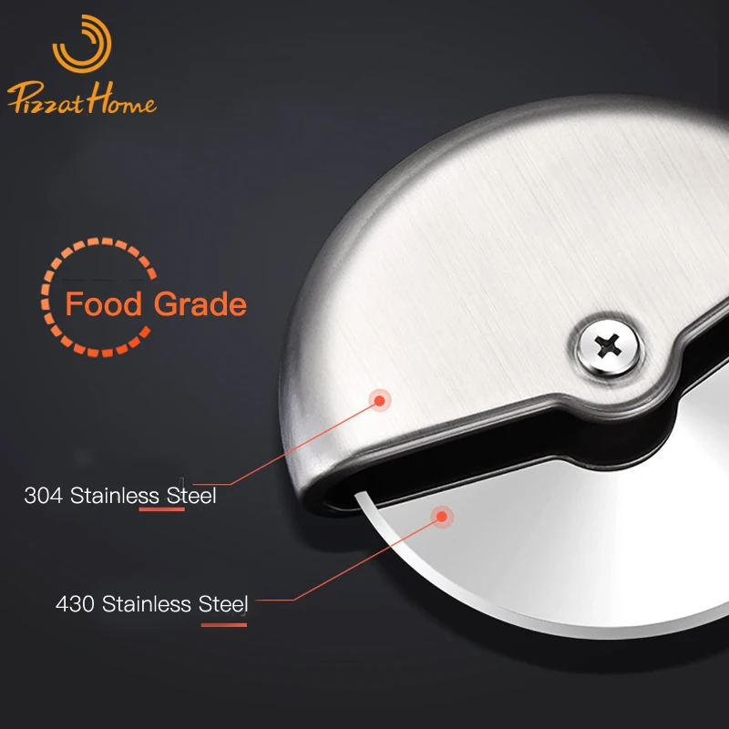 PizzAtHome Stainless Steel Pizza Cutter 8cm Pizza Knife Smooth Rotating Slicer Wheel Round Knife Pasta Cutter Baking Tools