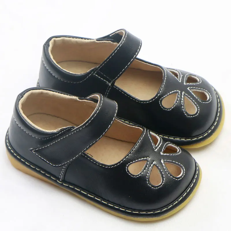 Черный MERABLLE New Arrival Cute 1-3 Years Old Girls Baby Shoes with sound Soft Toddles Mary Jane First Walker Kids Sandals Casual - Цвет: Черный