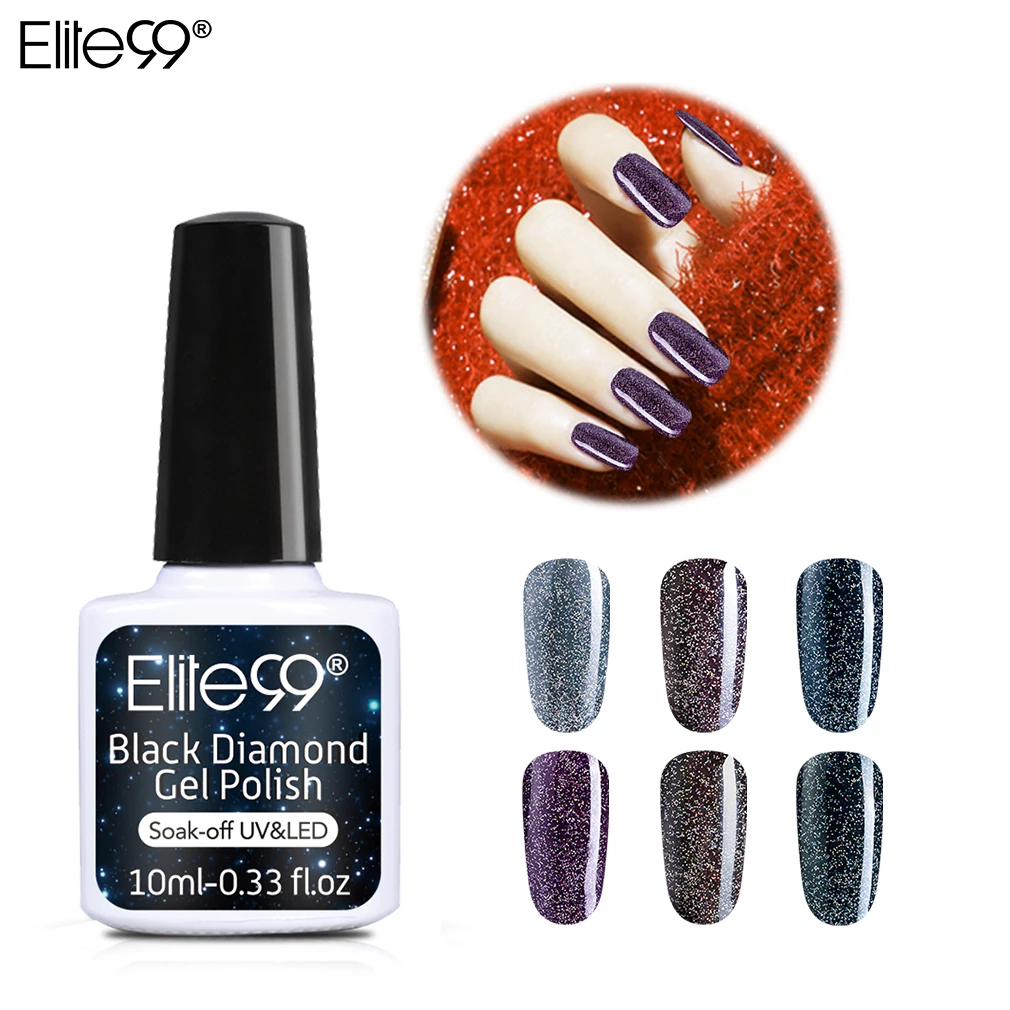 

Elite99 10ml Black Diamond Gel Polish Soak Off UV LED Base Top Coat Vernis Semi Permanent Glitter UV Gel Nail Polish Gel Varnish