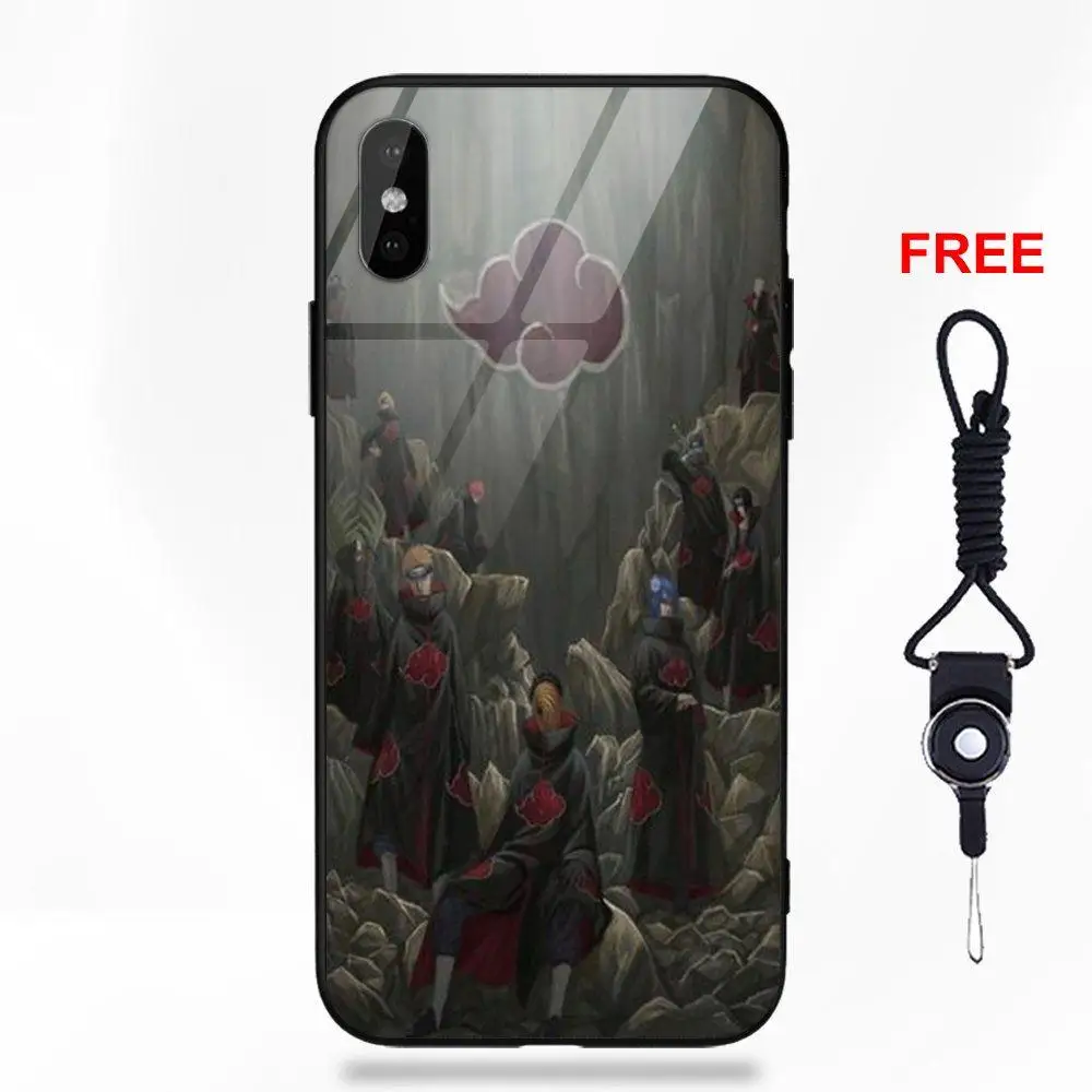 Мультфильм Аниме Наруто Akatsuki для Apple iPhone X XS Max XR 5 5C 5S SE 6 6S 7 8 Plus мягкая ТПУ Рамка+ крышки из закаленного стекла чехол - Цвет: as picture