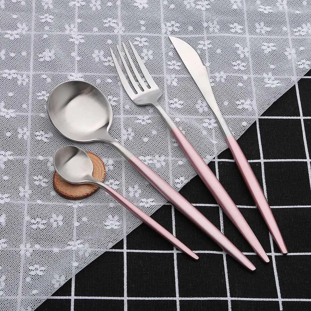 4 шт. в наборе многоразовые столовые приборы из нержавеющей стали стиле