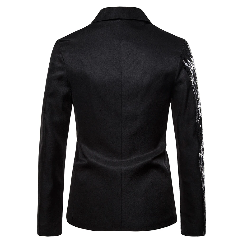 Puimentiua Men's slim body gradient sequins suit large size groom dress stage nightclub performance costumes blazer