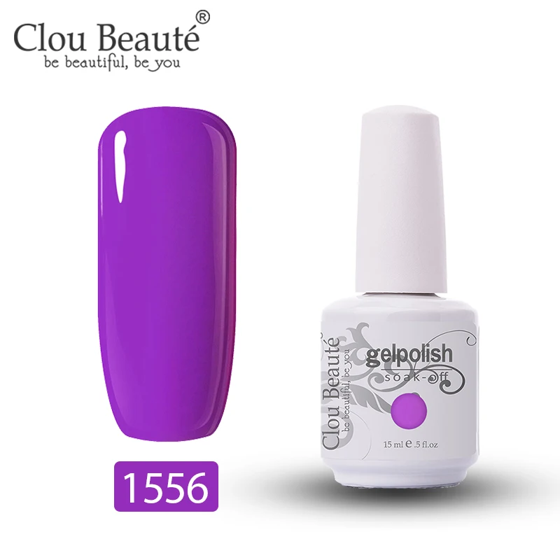 Clou Beaute 15 мл Гель-лак для ногтей УФ 179 цветов Varnich чистый цвет ногтей Блеск Топ УФ светодиодный гель Дизайн ногтей маникюрный лак гибридный - Цвет: 1556