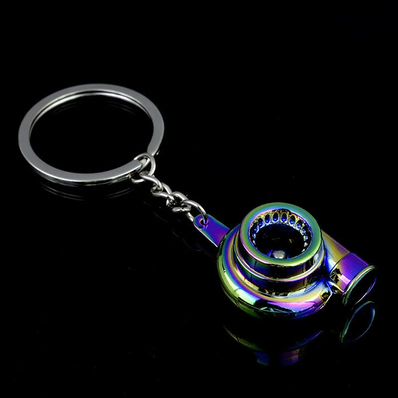 Auto Accessories Modified Turbo Metal Keychain Blower Hair Dryer Key Ring Chain Hanging - Название цвета: Синий