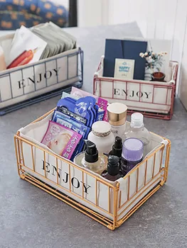 

Metal Cosmetic Organizer Box Mask Storage Basket Large Capacity Desktop Storage Makeup Perfume Storage Skin Care Product Holde