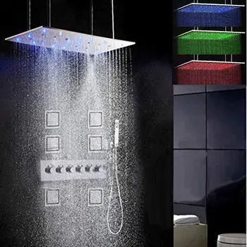 

Luxury Shower Set Faucet Bathroom Set Shower Mixer Head 31.5 x 15.7inch LED Rain Swash & Atomizing Shower Mixer Head