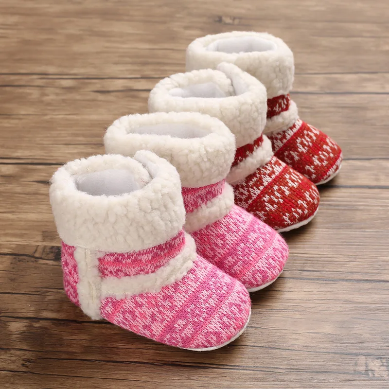 

Haiya Winter 0-1-Year-Old Baby Girls Hight-top Soft-Sole Warm plus Velvet Babies' Toddler Shoes Support