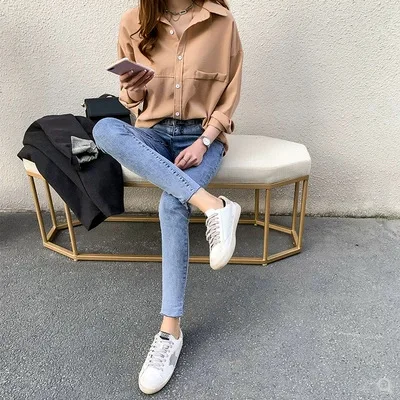 New Chiffon Women Shirt Long Sleeve Loose Turn-down Collar Womens Shirts Casual Large Size Blouse