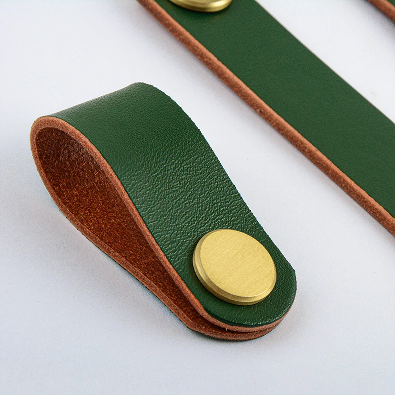 

160mm Green Pure Leather Cupboard Handle