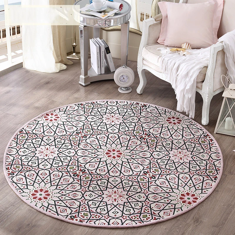 Европейский стиль, пасторальные цветы, жаккардовый ковер, круглые коврики для спальни, ковры для детской комнаты, для гостиной, для дома, декоративные