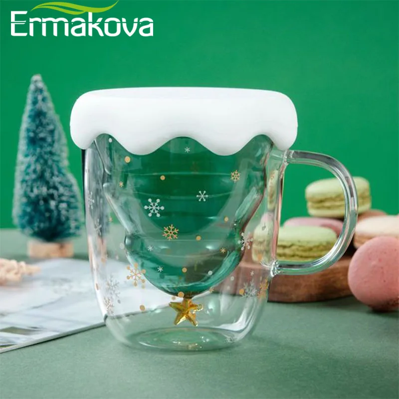 ERMAKOVA Рождественская елка кофейная кружка с двойными стенками Изолированная
