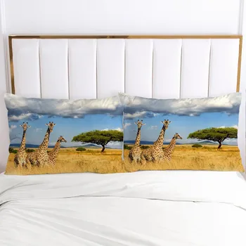 

3D Printed Pillowcases Pillow Case Soft Home Chair Decorative Pillow Covers Cover Animal Giraffe 45*45cm 51*91cm 50*75 Size