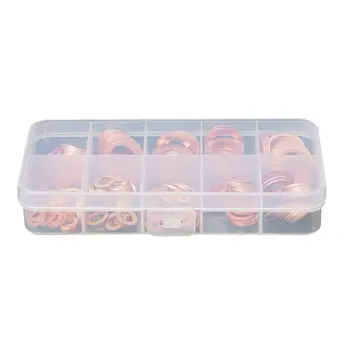

200 Pieces Composite Copper Gaskets Circular Flat Washer O-Type Oil Seal Gasket Copper Metric Sealing Washers Assortment Set