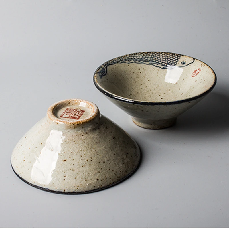 Japanese Fish Pottery Tea Cup Set 70ml For Tea Ceremony