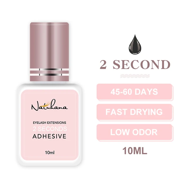 NATUHANA 5ml 1 Second Fast Drying Strong False Eye Lash Extension Glue Adhesive Retention 5-7 Weeks Low Smell Mink Eyelash Glue 2S 10ml