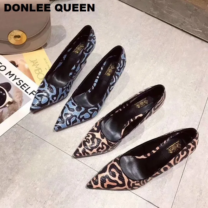 Fashion Women Leopard Pumps Pointed Toe 8cm Stiletto Ultra High Heel Sexy Ladies Party Shoes For Elegant Female Muje | Обувь