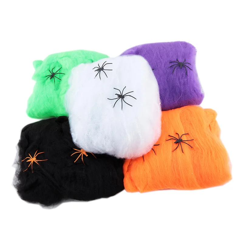 

Halloween Scary Party Scene Props White Stretchy Cobweb Spider Web Horror Halloween Decoration For Bar Haunted House
