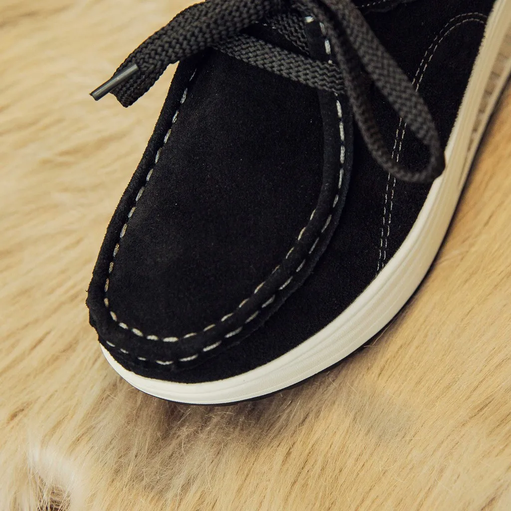 SAGACE Shoes Woman Lace Round Head Thick Bottom Suede Heightening High Heel Large Size Leisure Fashionable Shoes Woman Casual