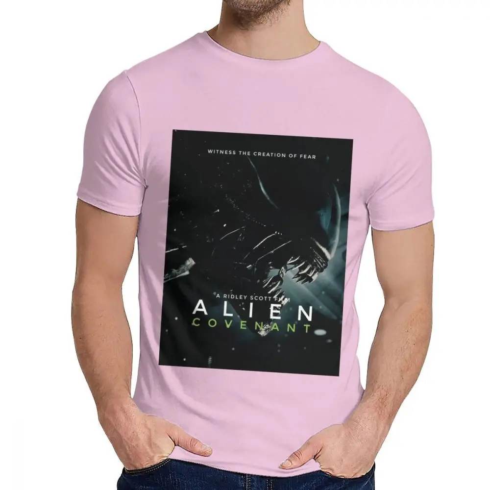 Мужские футболки для отдыха Alien convenant Thiller Slim Новое поступление Классическая футболка с круглым вырезом и рисунком - Цвет: Розовый