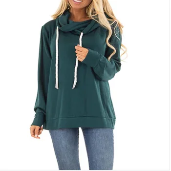 

New Polyester With Siamese Cap Women Sweatshirts Top Selling Fashion Loose Long Sleeve Hoodies Strapless Women Sweatshirts