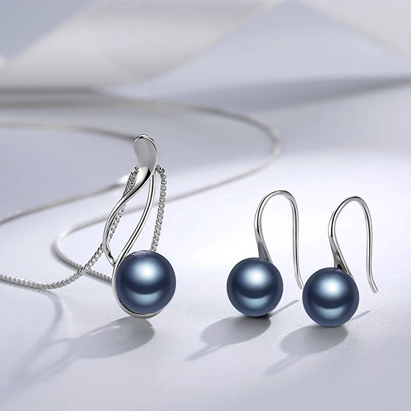 Dainashi, элегантный, 925 пробы, серебряный, АААА, ювелирный набор из пресноводного культивированного жемчуга, 8-9 мм, жемчужная подвеска, ожерелье, комплект жемчужных серег