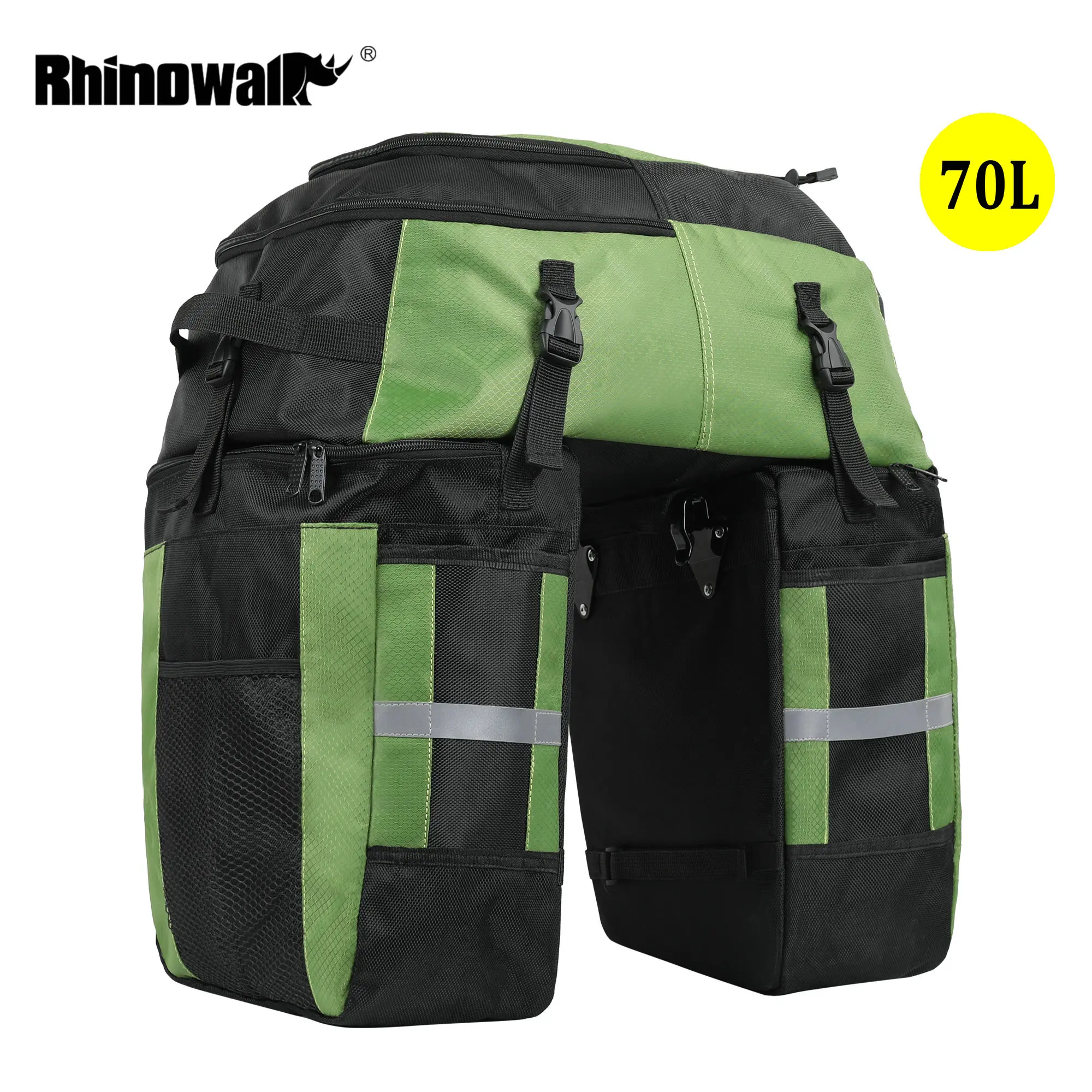 Rhinowalk 3 IN 1 Bicycle Rear Rack Seat Trunk Bag 70L MTB Road Bike Multifunctional Luggage Carrier Bag 3 Colors with Rain Cover