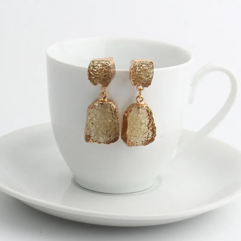 Hot Vintage Stone Druzy Resin Earrings Irregular Geometric Drop Earrings For Women Jewelry Statement Gifts For Women Accessories (10)
