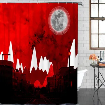 

Mountain Peak City Moon New Waterproof Shower Curtain with Hook for Home Decoration Bathroom Supplies