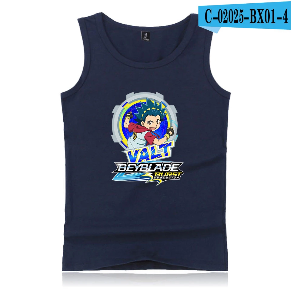 Beyblade Burst Evolution 2D печать хлопок модная мужская летняя майка с бретелями пальто без рукавов Горячая тренд Повседневная одежда жилет - Цвет: Navy Blue