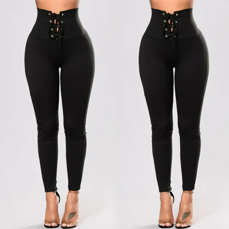 

Women High Waist Drawstring Ladies Pencil Trousers Fashion Ladies Casual Elastic Long Pants