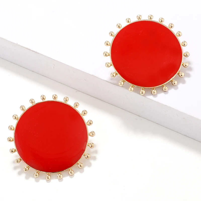 AENSOA, дизайн, винтажные черные круглые серьги-гвоздики для женщин, богемные, персональные, эмаль, массивные большие серьги, вечерние ювелирные изделия