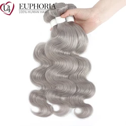 Silver Grey Body Wave Hair Bundles 1/3/4 Pcs Brazilian 9A Remy 100% Human Hair 3 Bundles Weaving For Women 8-26inch EUPHORIA