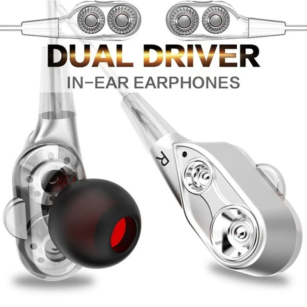Проводные стереонаушники с двойным приводом гарнитура басами для IPhone samsung