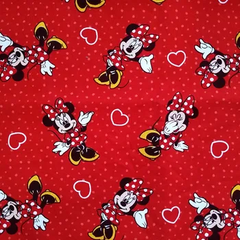 

Beautiful Minnie Fabric 100%Cotton Fabric Patchwork Telas,Red Minnie&Heart Print Fabric Diy Sewing Baby Dress Clothing Quilting