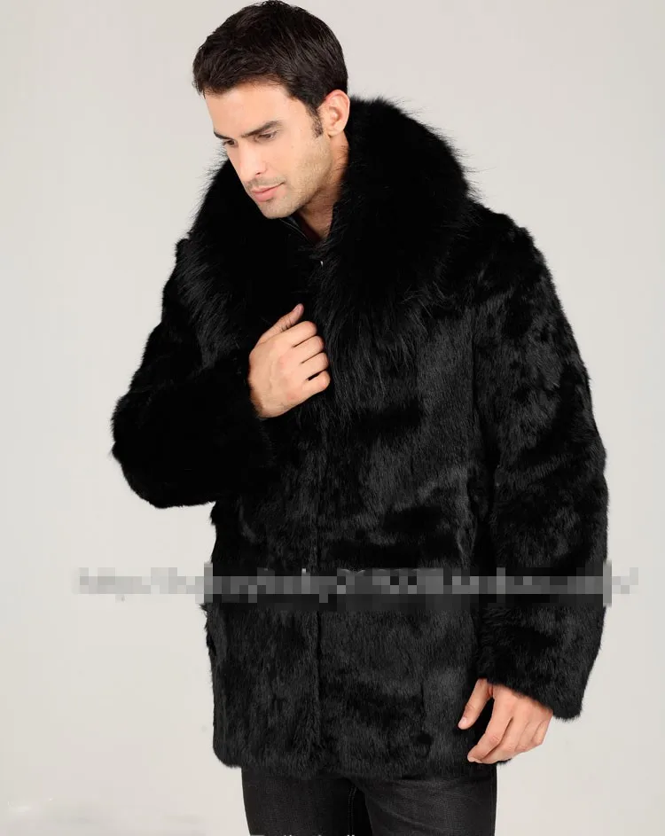 Jaqueta De Couro Masculina зимняя мужская верхняя одежда из искусственного меха норки бизнес Лисий меховой для шеи Плюс Размер Длинная кожаная куртка XXXL X641