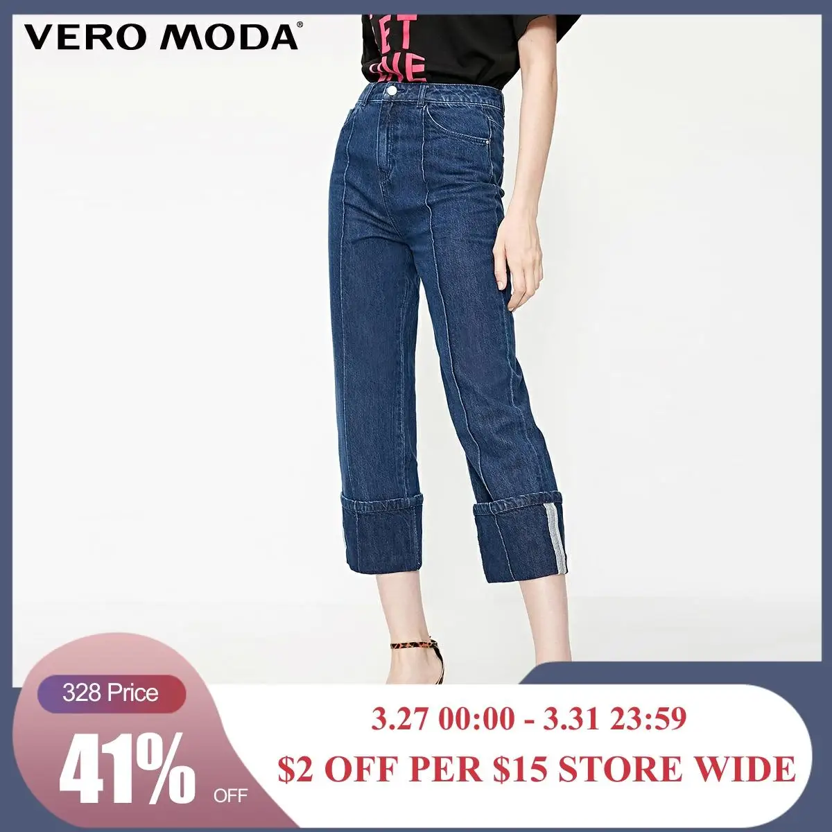 

Vero Moda Women's 100% Cotton Rolled Wide-leg Jeans | 31926I538